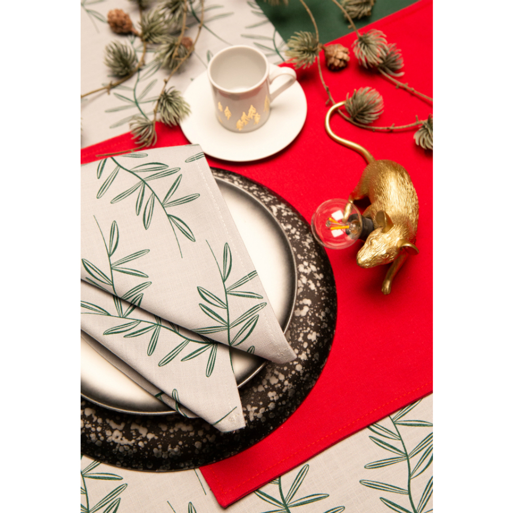 Дорожка на стол из хлопка красного цвета Russian North, 45х150 см