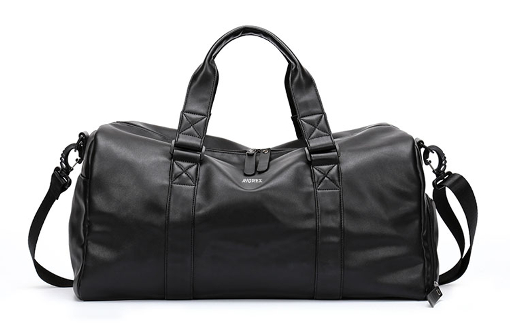 RIOREX PU Gym Bag, Portable Crossbody Luggage Bag, Travel Bag Regular Unisex Black