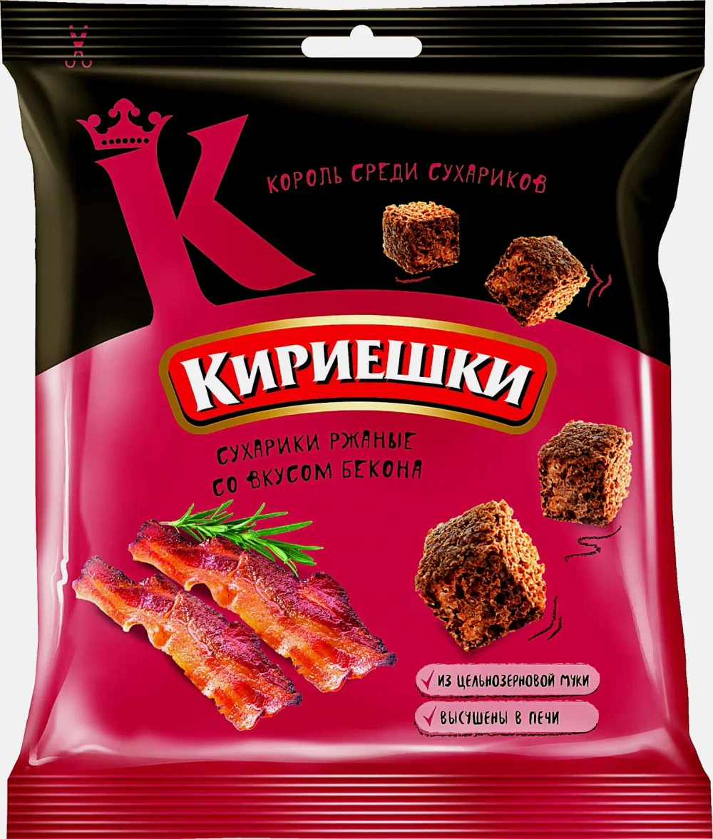 Сухарики ржаные Бекон/Холодец с хреном/Ветчина и сыр Кириешки 40г в ассортименте