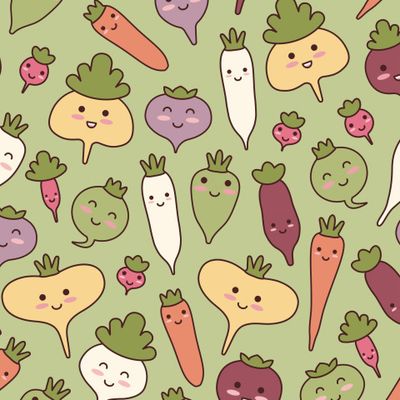 Buy fabric vegetables turnip carrot radish green