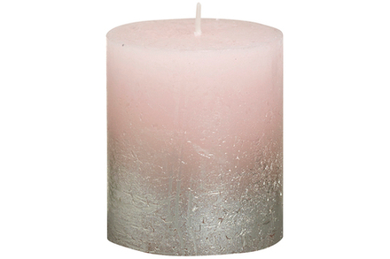 Свеча декоративная розовая с серебром