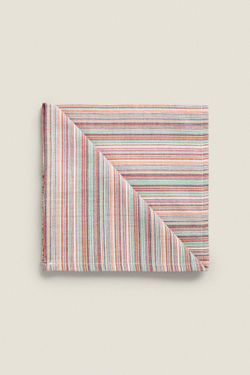 ZARA HOME ХЛОПКОВАЯ САЛФЕТКА В ПОЛОСКУ (КОМПЛЕКТ ИЗ 2 ПРЕДМЕТОВ),  ЦВЕТ МОРСКОЙ ВОЛНЫ
