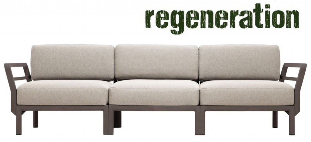 Диван пластиковый с подушками Nardi Maximo 3, терра, жемчуг