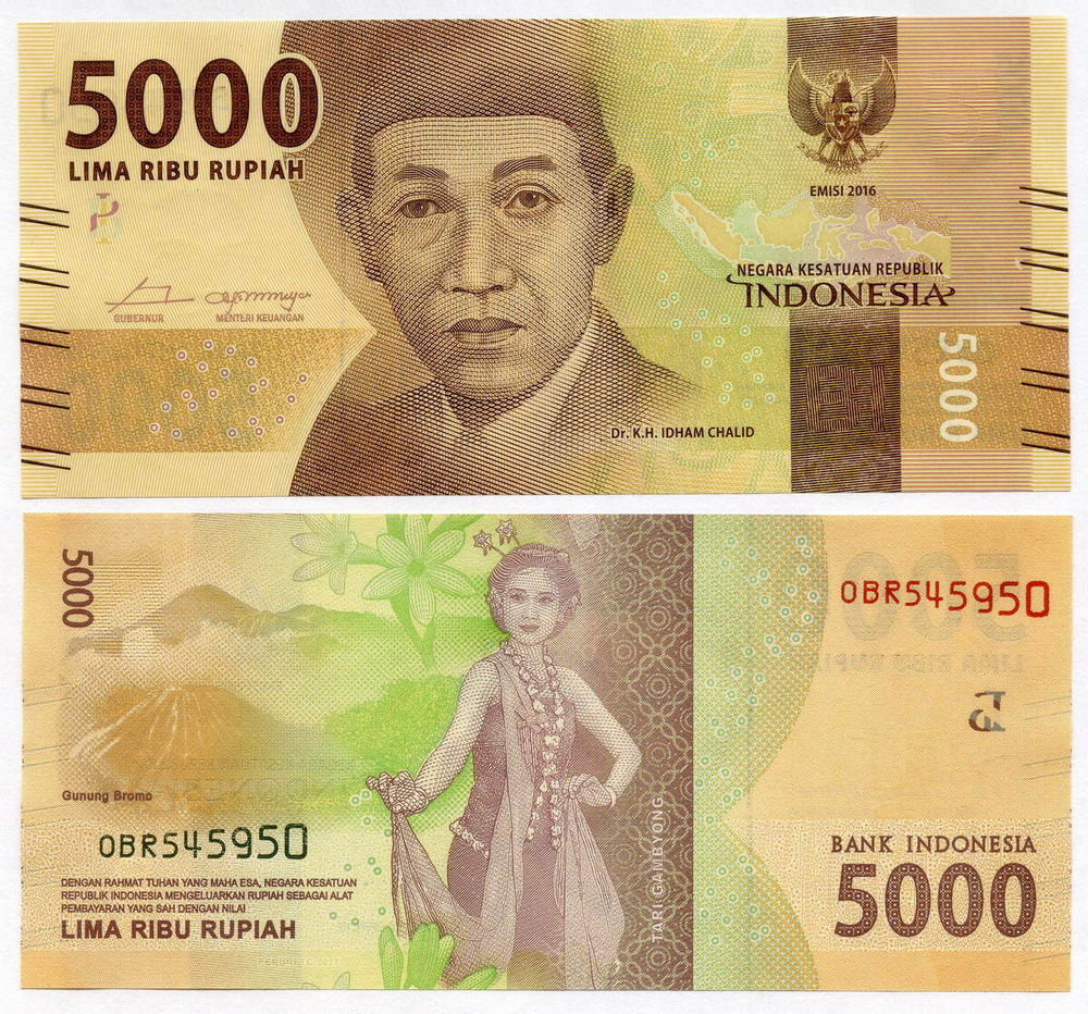 Банкнота Индонезия 5000 рупий 2016 год. Новый тип. UNC