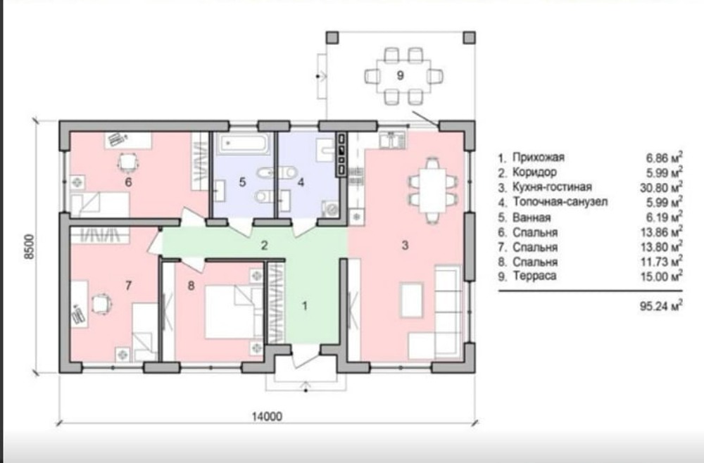Проект Дома 95,24 кв. м К-107