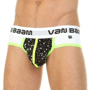 Мужские трусы брифы белые с черными пайетками Van Baam VB0209