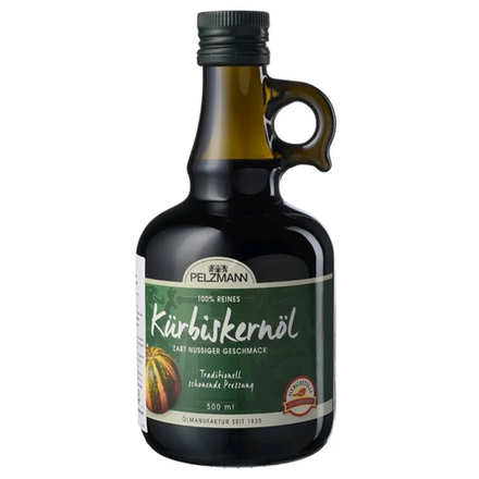 500 мл Масло Pelzmann Kurbiskernol из семечек штирийской тыквы, нерафинированное, кувшин