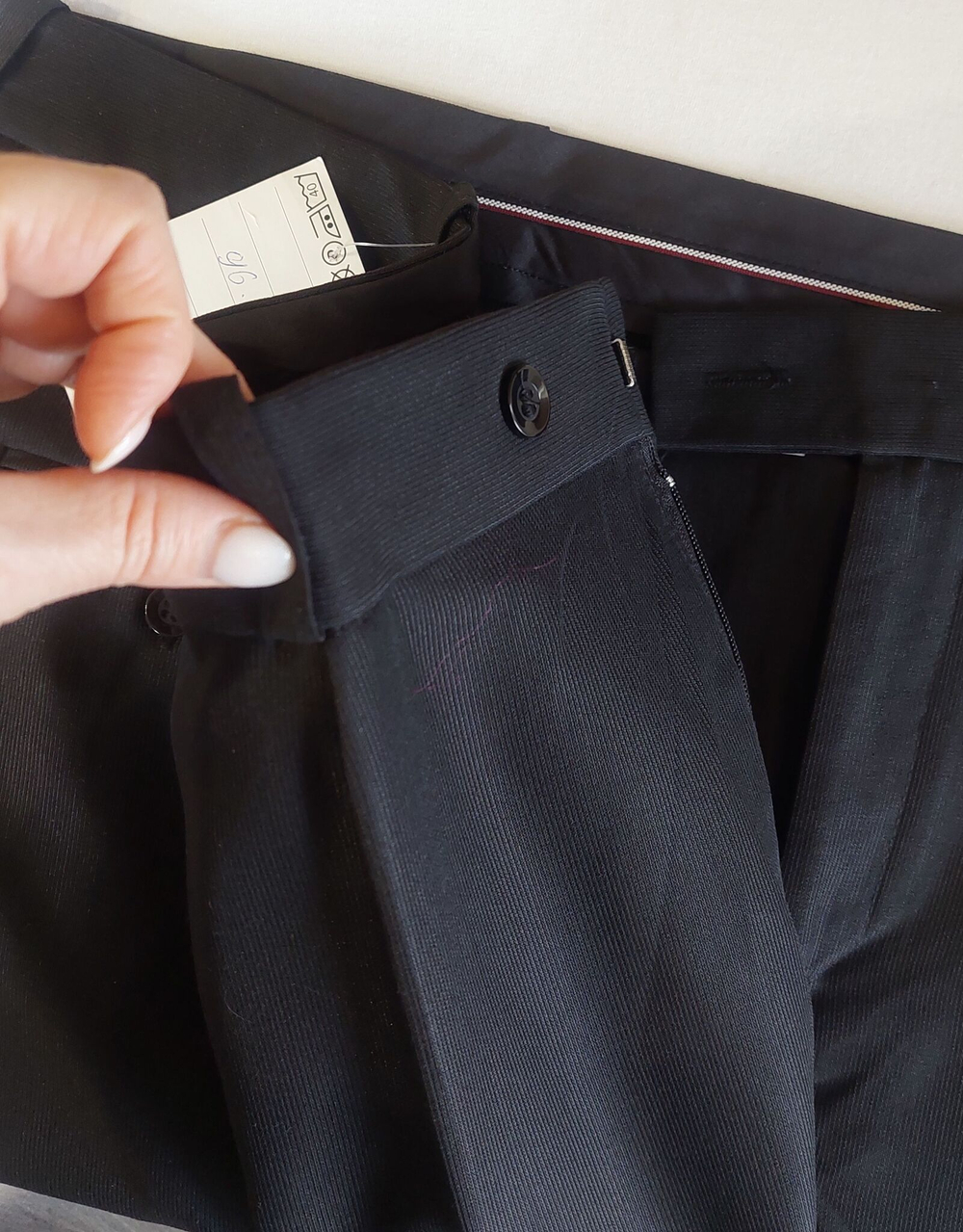 Брюки мужские классические со стрелками чёрные костюмные в рубчик 64