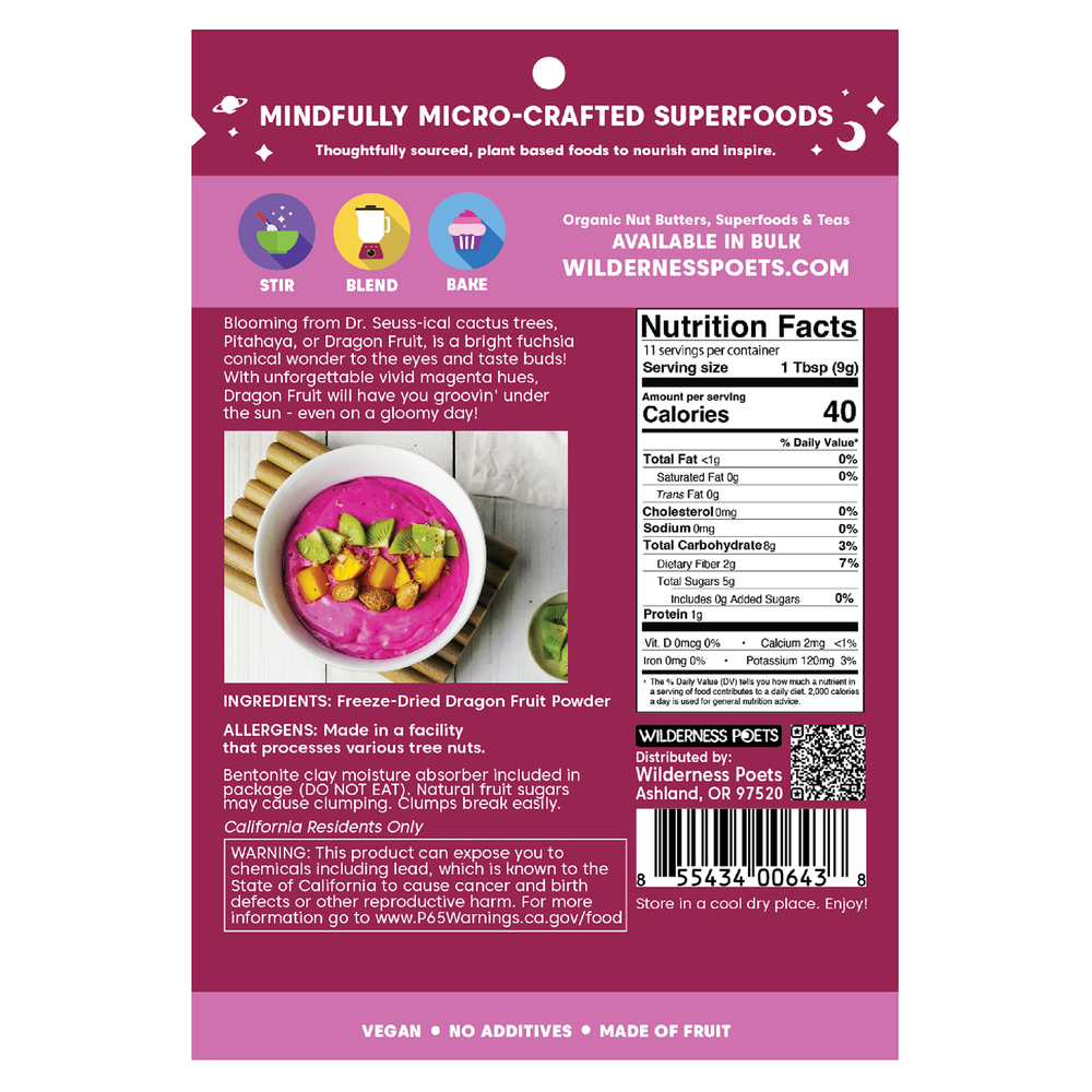 Wilderness Poets, порошок из сублимированных плодов питайи, 99 г (3,5 унции)