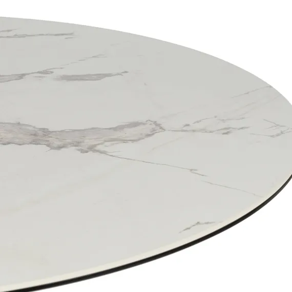 Обеденный стол Giano Ø120 см, белая глянцевая керамика