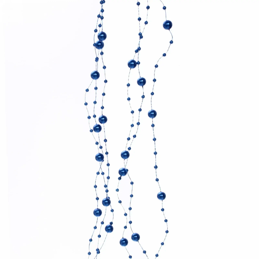Бусы на ёлку 2м «Роса» d-7,5мм, Сапфир