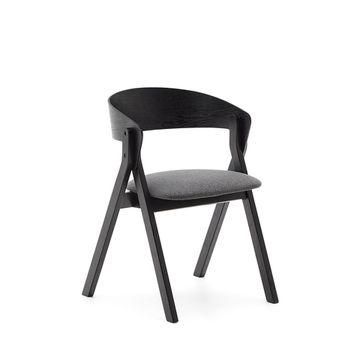 Стул Godia из дерева с черной отделкой и серым шениллом