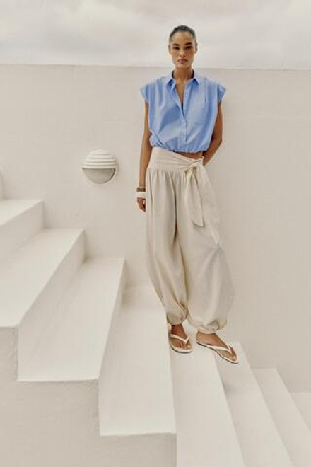 ZARA УКОРОЧЕННАЯ РУБАШКА, ГОЛУБОЙ