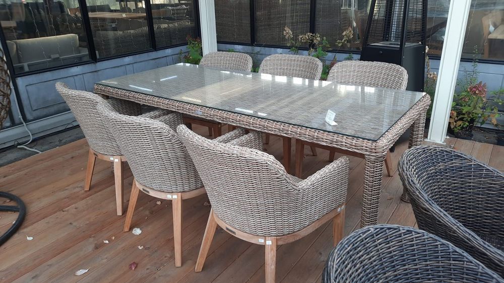 Ontario-Catherine, набор коричневый/бежевый, тик/искусственный ротанг