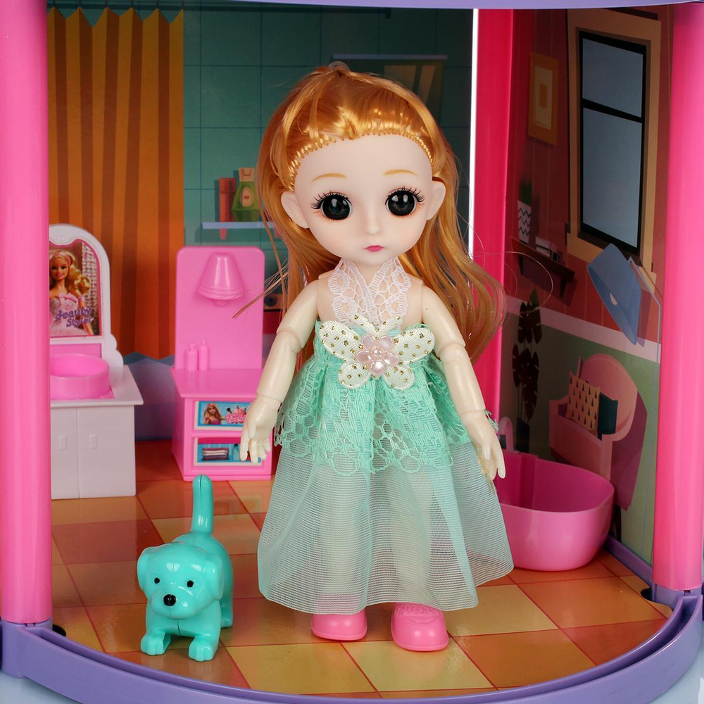 Дом для куклы с куклой и мебелью коробка ABL1008