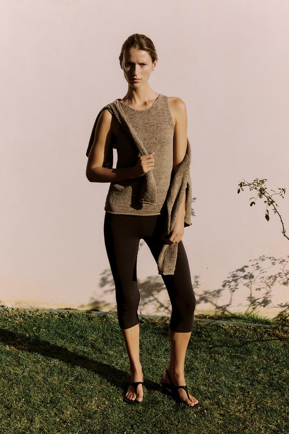 ZARA ТОП КРУПНОЙ ВЯЗКИ, ТЕМНЫЙ РЫЖЕВАТО-КОРИЧНЕВЫЙ