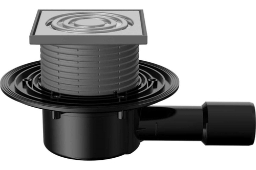 Трап T 510.0 SDsP горизонтальный DN40/50 с "сухим" сифоном, решетка нерж. сталь, Fachmann 04.067