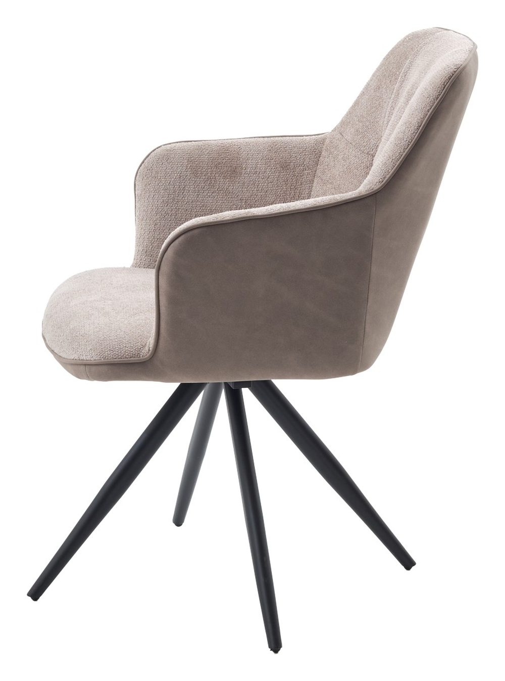 Стул М-City DISAUR Норман поворотный на 360 градусов, Bella-03, Cyprus-03 Латте, Шенилл, Замша, Черный каркас