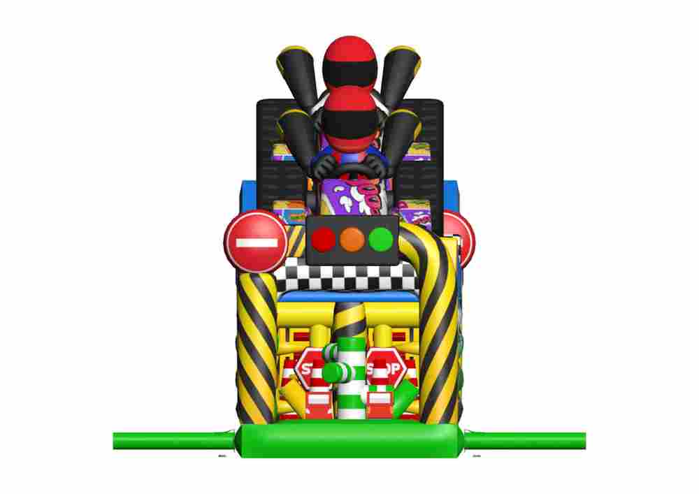 Коммерческая надувная полоса препятствий «Гран-при», 18×3×4 м