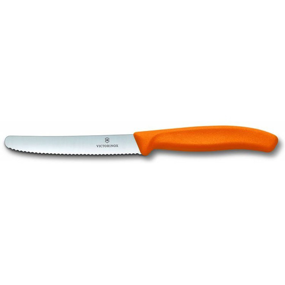Нож кухонный Victorinox Swiss Classic (6.7836.L119) стальной столовый лезв.110мм серрейт. заточка ор