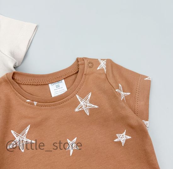 Комплект боди с коротким рукавом, Маленькие звезды/бежевый