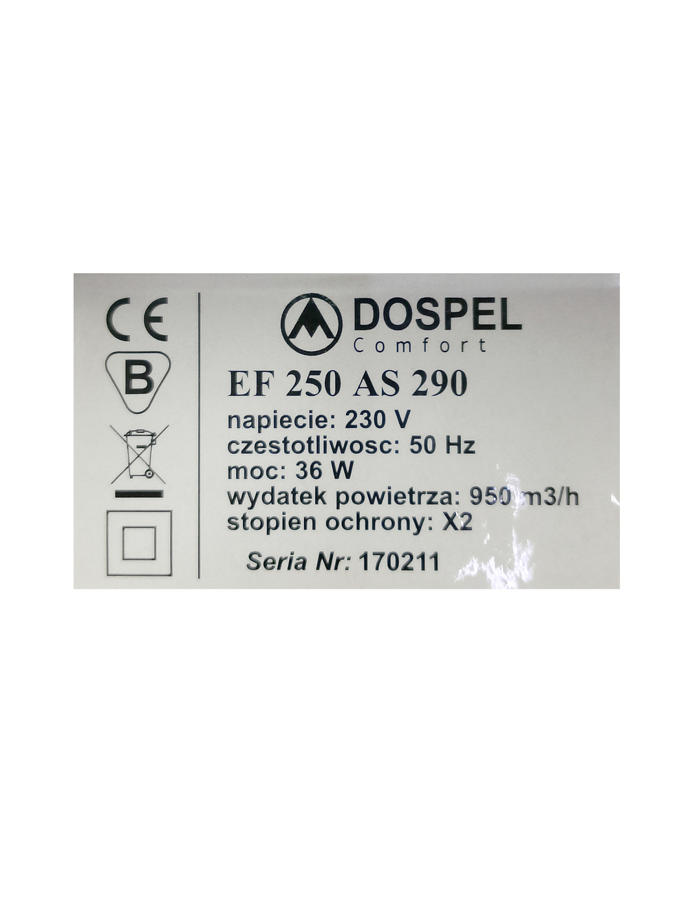 Вентилятор EF 250 AS реверсивный 007-0081 Dospel