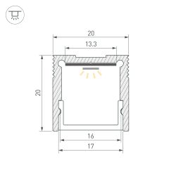 Профиль SL-SLIM20-H20-2000 ANOD (BY) (Arlight, Алюминий) 059789