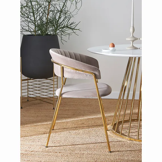 Стул Stefany, серый велюр, золотые ножки