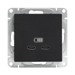 Механизм розетки USB-C - 2шт, чёрный Эпика EKF