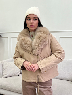 Парка Extra Lux с натуральным мехом бежевый
