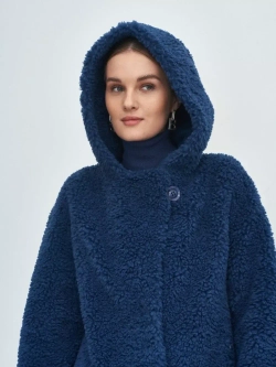 Шуба чебурашка тедди из экомеха, синяя, Северина