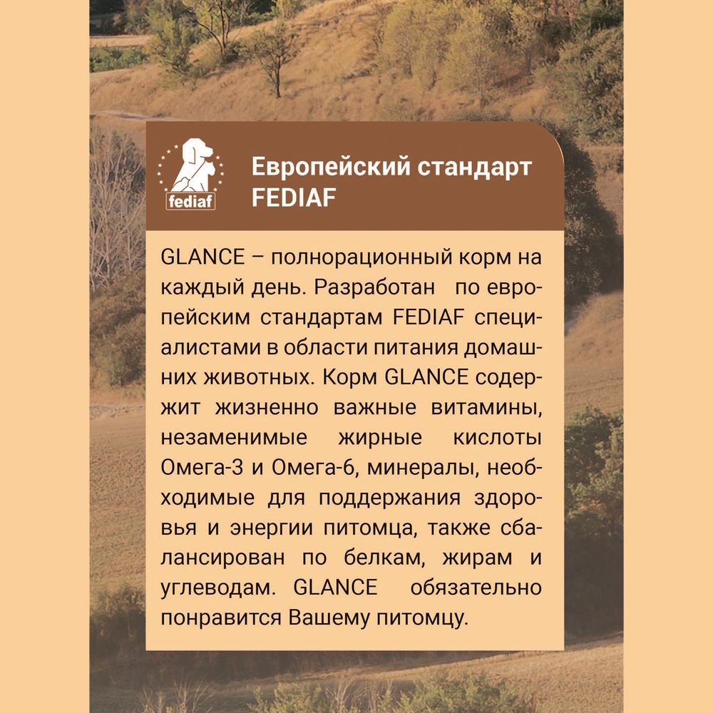Уценка! Повр.упак. /Сухой корм Glance для взрослых собак всех пород с говядиной и овощами