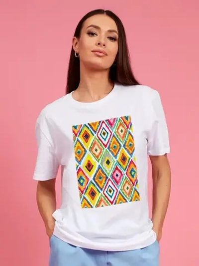 Модная футболка с принтом бохо орнаментом рисунок ikat икат