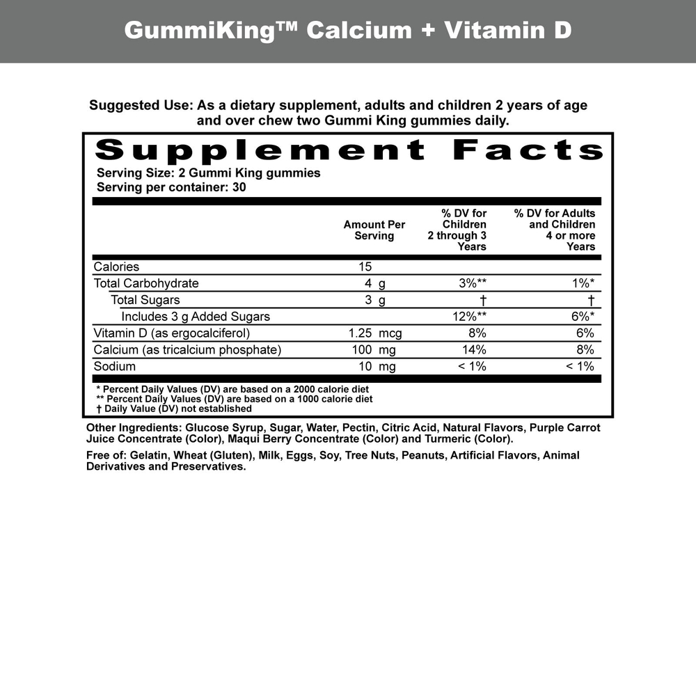 GummiKing, кальций и витамин D для детей, 60 жевательных таблеток