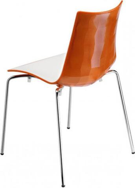 Стул пластиковый, Scab Design Zebra Bicolore 4 legs, хром, белый, оранжевый