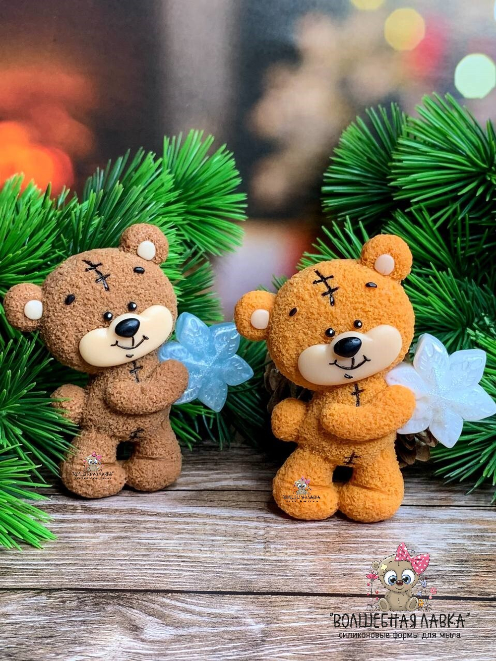 Силиконовая форма Мишка со снежинкой