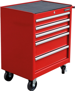 Тележка инструментальная с 5 ящиками, красного цвета