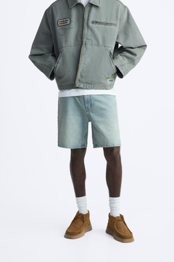 ZARA БАЗОВЫЕ ДЖИНСОВЫЕ ШОРТЫ, ВЫЦВЕТШИЙ СИНИЙ