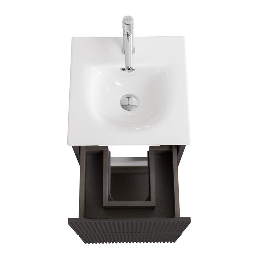 Тумба с раковиной подвесная BelBagno UNO-MINI-400-2C-SO-GSO Темно-Серый матовый, раковина белая BB-8099-3-40