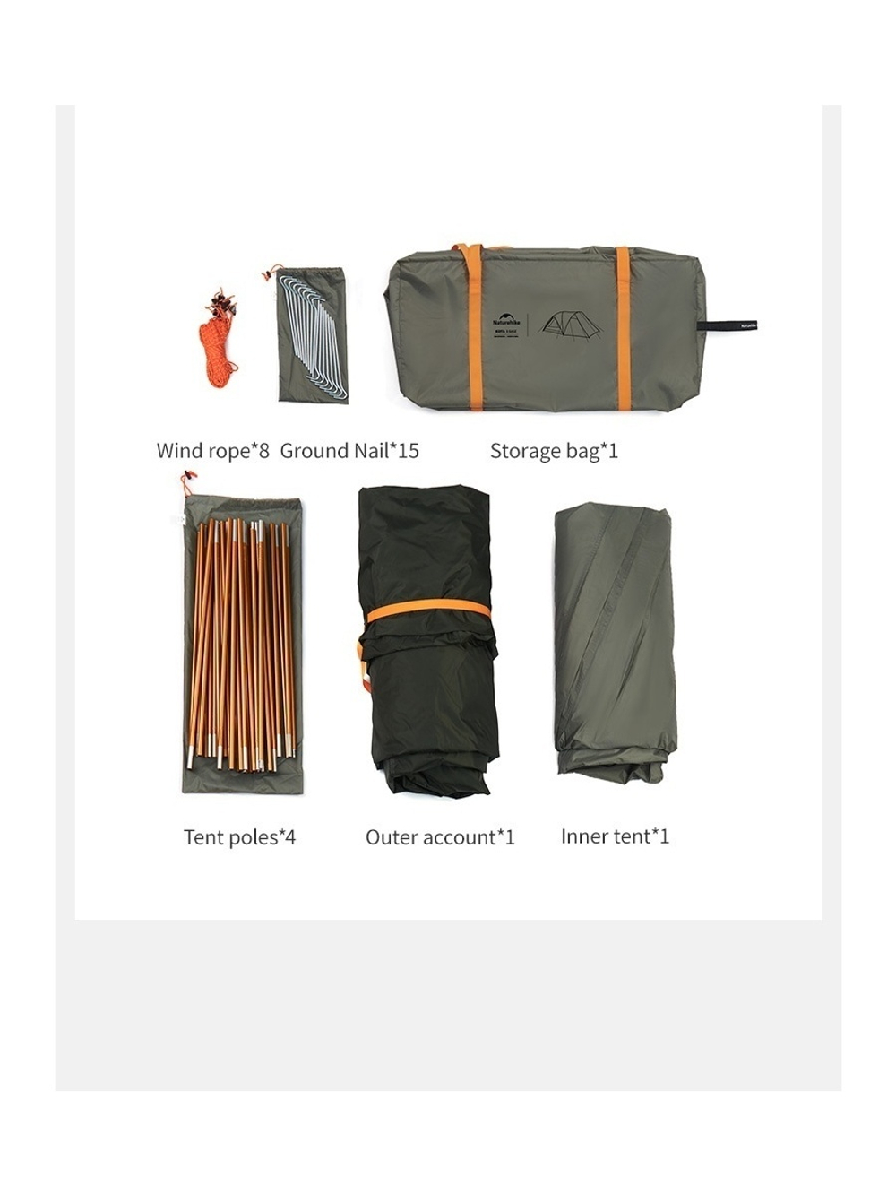 Палатка Naturehike KOTA 4, 8-местная, алюминиевый каркас, темно-зеленая