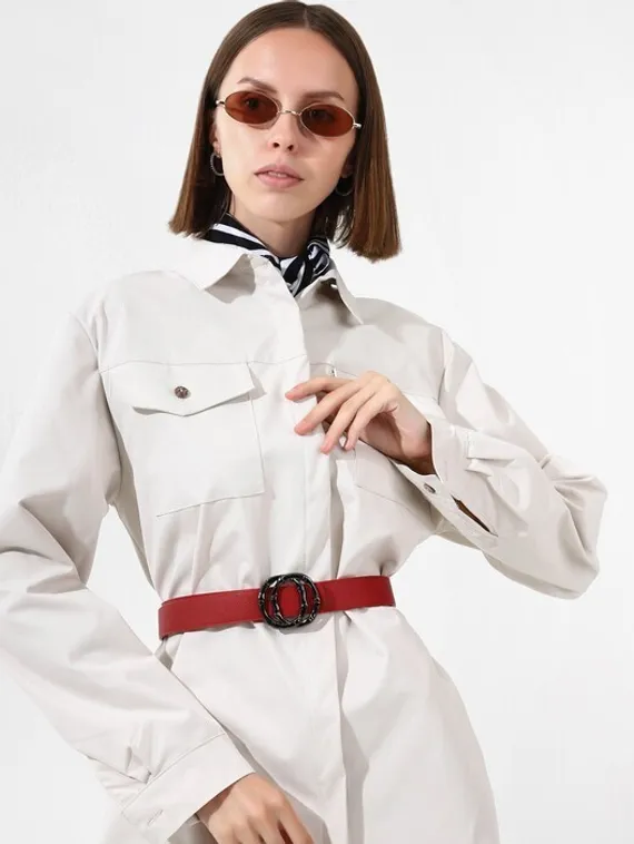 Ремень женский, ширина - 2,8 см, пряжка металл, цвет бордовый