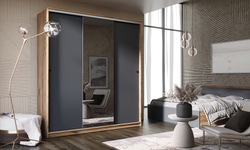 Шкаф-купе Альянс 1,5 м, Графит, Дуб крафт