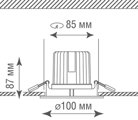 Встраиваемый светодиодный светильник, 12Вт