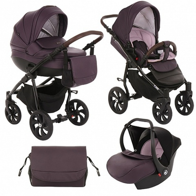 Коляска Tutis Nanni 3 в 1 New 2019 №097 (Фиолетовая кожа)