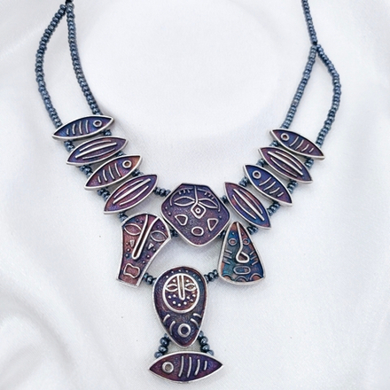 "Конго"  ожерелье в серебряном покрытии из коллекции "Африка" от Jenavi с замком карабин