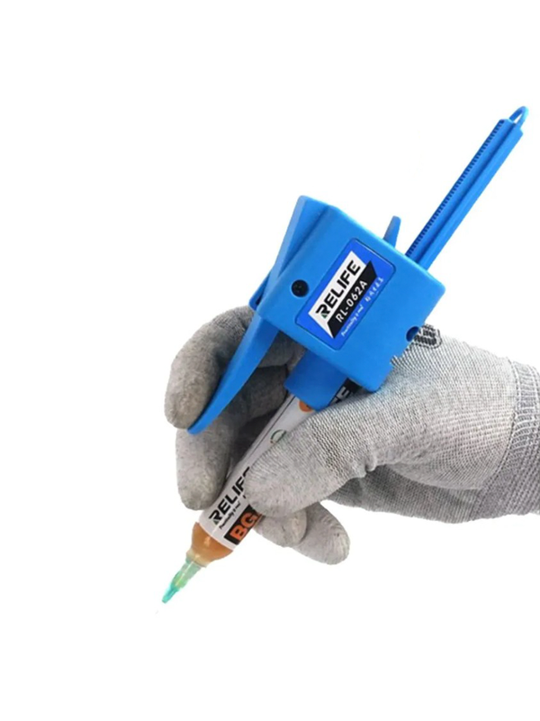 Дозатор (диспенсер) Relife RL-062A для шприцевого масла 10CC, паяльной пасты, масла для паяльной маски с УФ-излучением, структурного клея и тд. (Ручной клеевой пистолет)