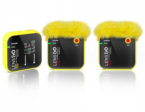 Радиомикрофон LENSGO 348C Yellow 1v2 на 2 канала (желтый)