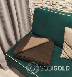 Одеяло тканое из 100% шерсти яка (ERDENET) 150x200 см. - серо-коричневое