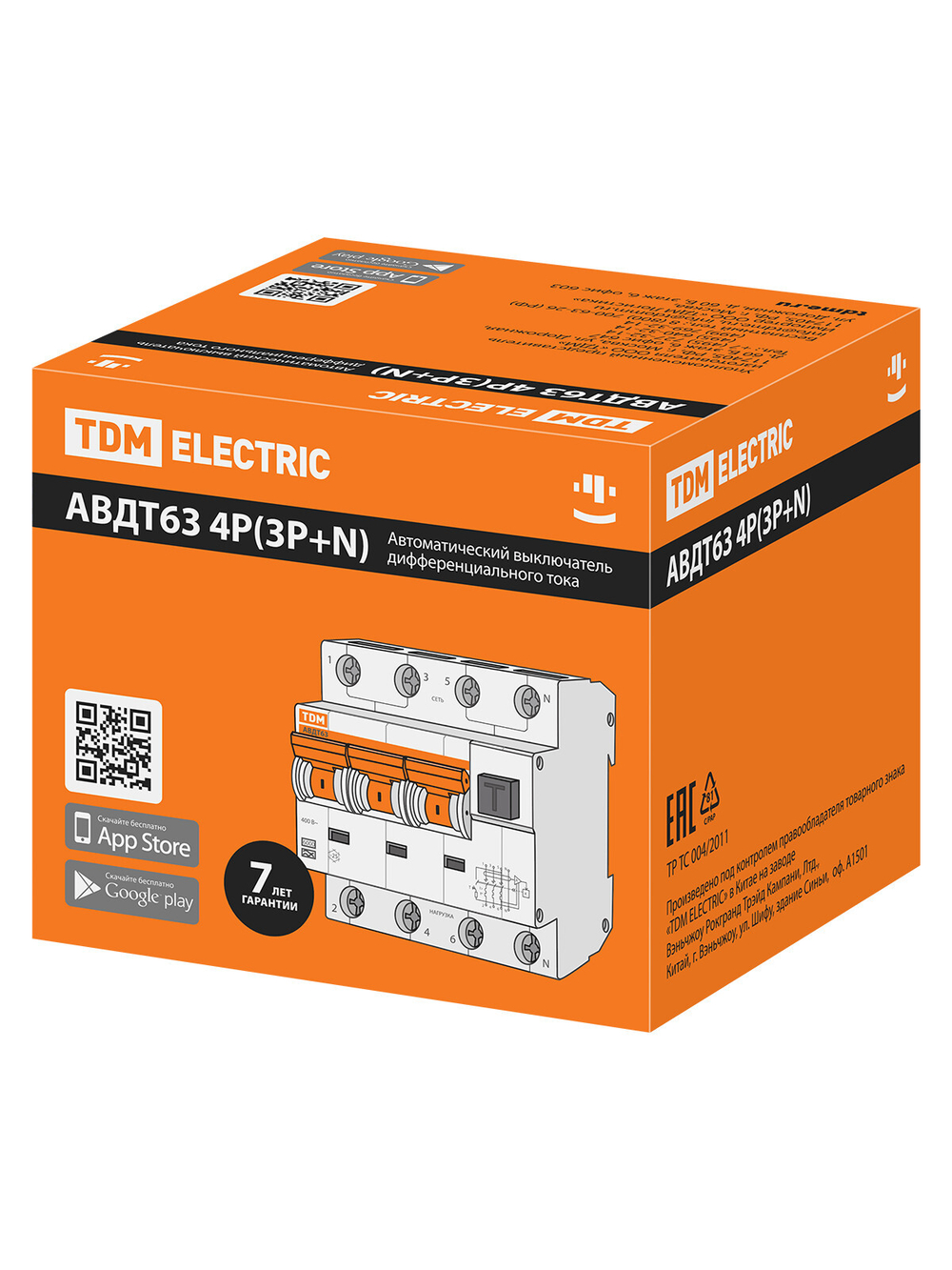 АВДТ 63 4P(3Р+N) C32 100мА 6кА тип А - Автоматический Выключатель Дифференциального тока TDM SQ0202-0023