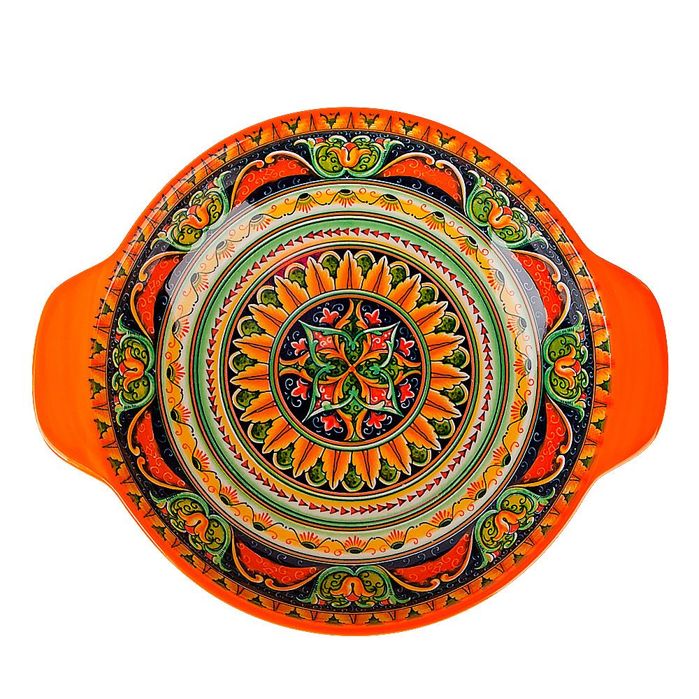 Салатник с ручками "Arabesque" (оранжевый) 24,5х20,5см v=1200мл (min6) (транспортная упаковка)